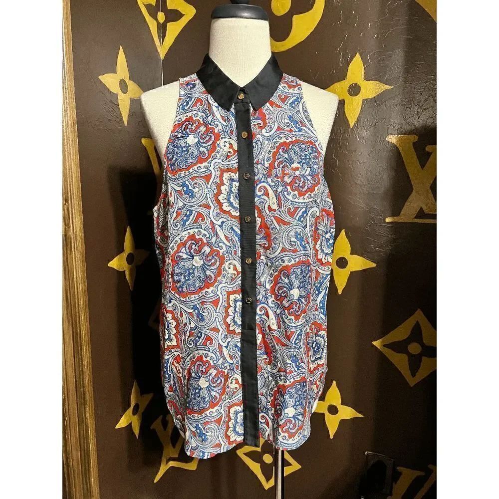 Juicy Couture Sleeveless Silk Button Up Blouse Size 10